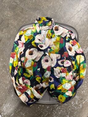 Paul Smith Floral Print Silk-Blend Blazer in Navy, Pink & Yellow